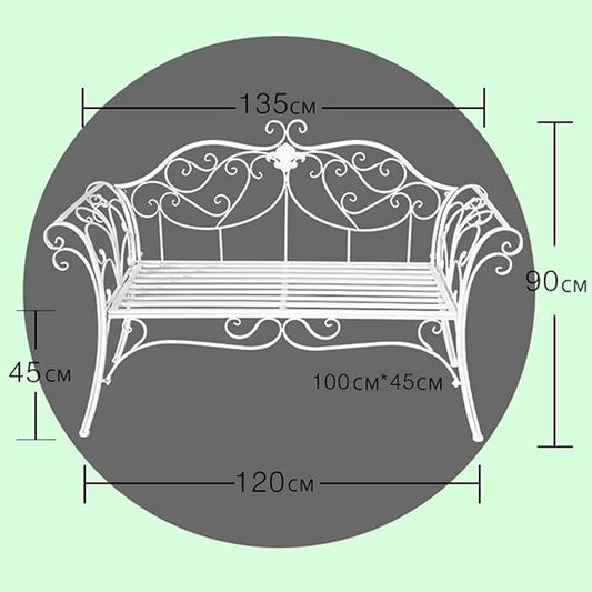 Retro Outdoor Bench Rustic Metal Garden Bench 2 People Outdoor Bench Garden Bench Front Porch Furniture Patio Lawn Yard Park, Indoor and Ourdoor Decor(White)
