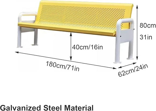 Metal Garden Bench with Backrest and Armrests, Weatherproof Design, Load Capacity 880lbs, Ideal for Garden, Porch, Park, and Outdoor Spaces