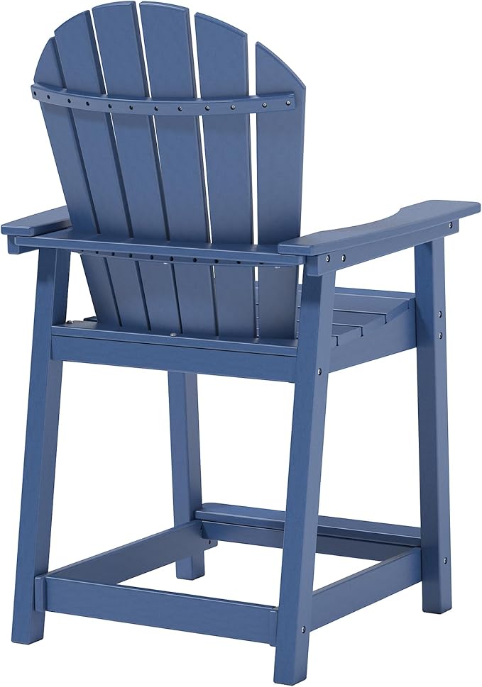 Tall Adirondack Chairs Set of 2, Outdoor Bar Height Chair for Patio, Heavy-Duty Tall Adirondack Chair, Weatherproof HDPE Chairs for Deck, Poolside, Navy Blue