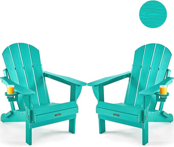 Ciokea Folding Adirondack Chair Wood Texture, Patio Adirondack Chair Weather Resistant - Photo 1