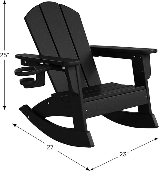 WestinTrends Malibu Outdoor HDPE Plastic Preschool Toddler Classic Adirondack Rocking Chairs (Set of 2), Gray
