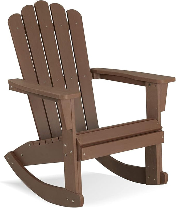 Psilvam Adirondack Patio Rocking Chair, Poly Lumber Porch Rocker with High Back - Photo 1