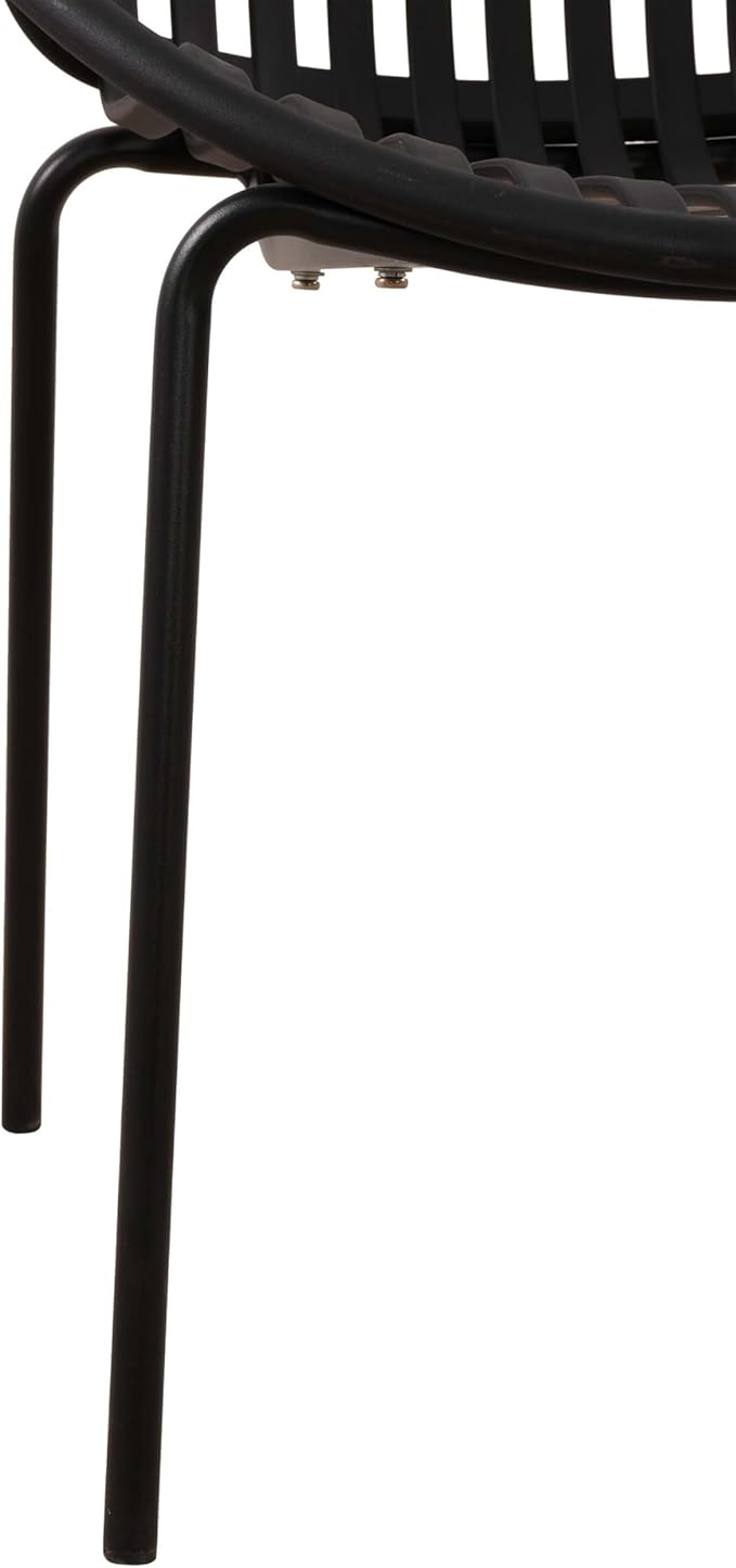 2 Pieces Outdoor Dining Chair,Modern Style Patio Dining Chairs,Breathable Design Stackable Lawn Chairs,Metal Legs+Plastic Backrest,for Patio Or Restaurant Garden (Black)