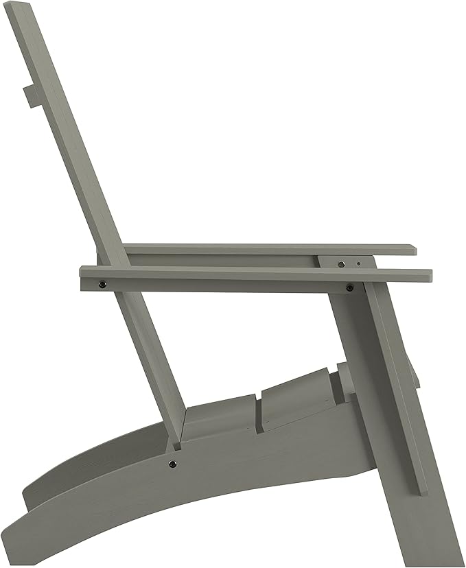 Merrick Lane Piedmont 2 Slat Poly Resin Adirondack Chair - Gray - Modern Design - Indoor/Outdoor