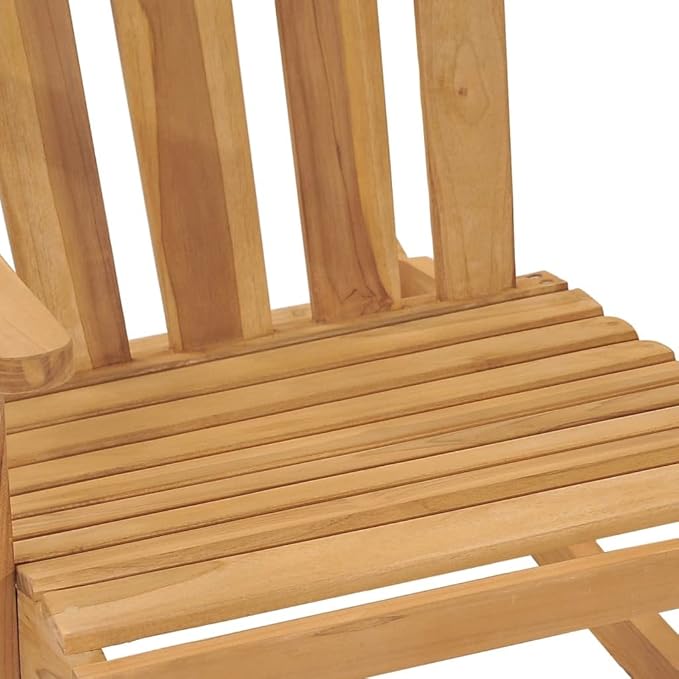 Set of 2 Adirondack Rocking Chairs, Solid Teak Wood Outdoor Rockers with Oiled Finish, Ergonomic Contoured Seat for Patio, Garden, and Balcony, Weather-Resistant Brown Furniture