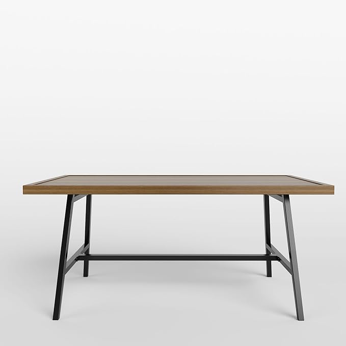 NATURAL EXPRESSIONS Outdoor Coffee Table Woodgrain Patio Metal Table All Weather Backyard Conversation, 36 inches, for Balcony, Poolside, Deck, Garden, Indoor, Ootdoor, Brown.