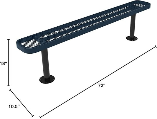 COATEDOUTDOORFURNITURE Coated Outdoor Furniture Heavy-Duty Outdoor Bench Thermoplastic Coated, Expanded Metal, Commercial-Grade Seating, Made in America (Surface Without Back, 6 Ft, Dark Blue)