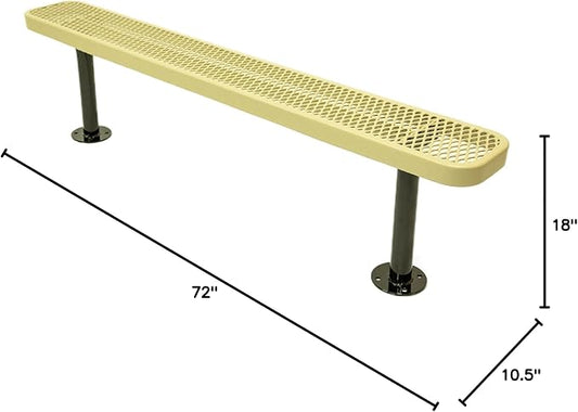 COATEDOUTDOORFURNITURE Heavy-Duty Outdoor Bench Thermoplastic Coated, Expanded Metal, Commercial-Grade Seating, Made in America (Surface Without Back, 6 Ft, Textured Sandstone)