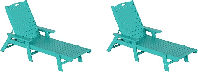 WestinTrends Malibu Poly Reclining Chaise Lounge (Set of 2) Turquoise