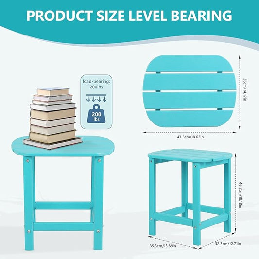 Adirondack Outdoor Side Table - 16.5" Square 2-Tier Patio Table with Weatherproof HDPE Material | All-Weather, Low Maintenance Furniture for Poolside, Porch, Deck
