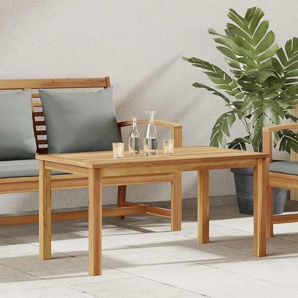 Brown Outdoor Coffee Table, 35.43x19.69x17.91 in Modern Teak Wood Patio Cocktail Table for Garden Balcony Poolside - Photo 1