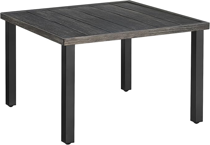 ONBRILL Small Outdoor Coffee Table, 28 Inch Square Patio Coffee Table, Metal Coffee Table for Porch, Backyard, Poolside, Balcony - Brown