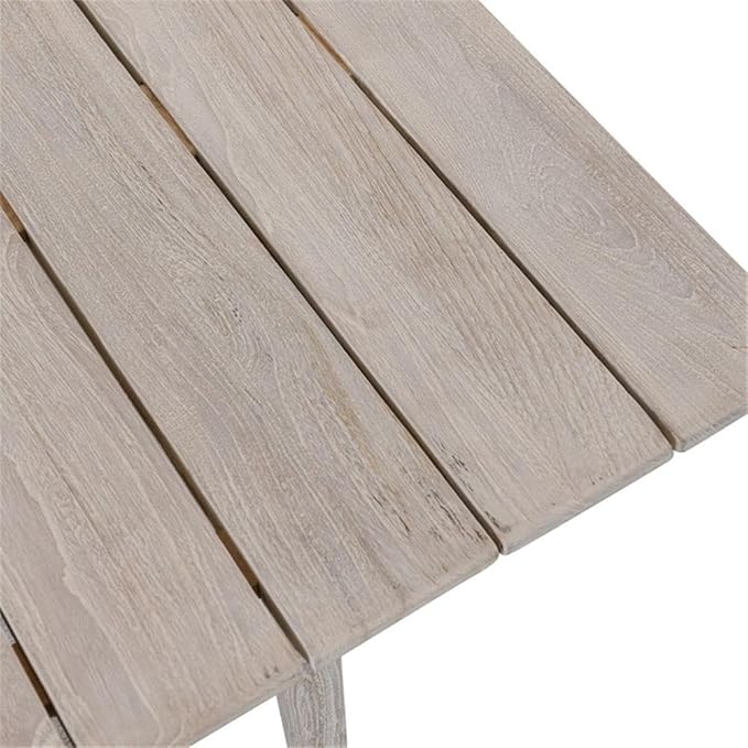 Pemberly Row Rectangle Teak Wood Outdoor Coffee Table, 55" W x 24" D x 17" H, Matte Gray Finish, Hand-Finished with Two-Sided Tapered Legs, Durable Patio and Garden Furniture with Plastic Floor