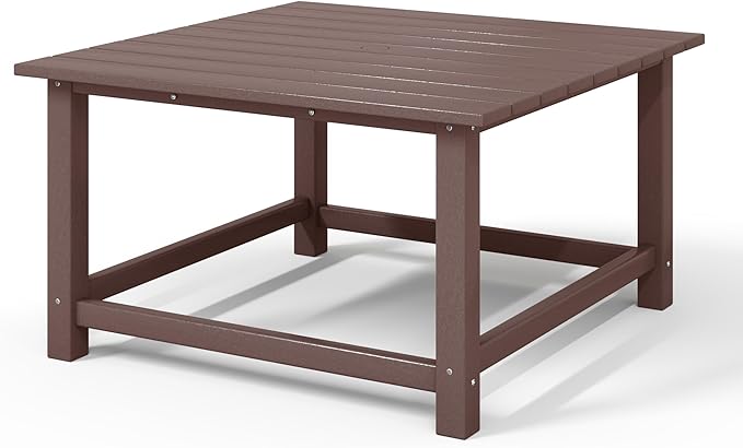 WestinTrends Malibu Low Outdoor HDPE Square Patio Coffee Table, Dark Brown