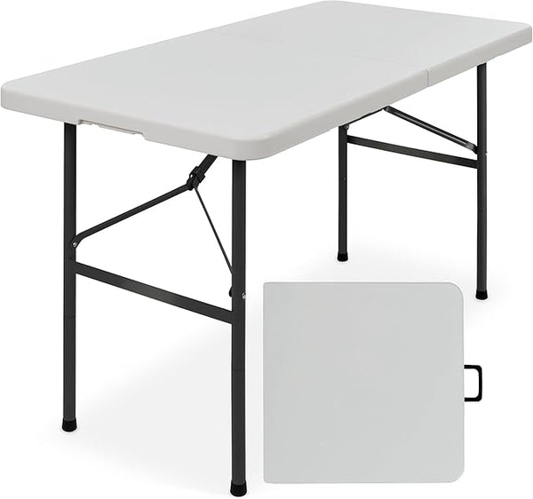 Best Choice Products 4ft Plastic Folding Table, Indoor Outdoor Heavy Duty Portable w/Handle, Lock for Picnic, Party - Photo 1