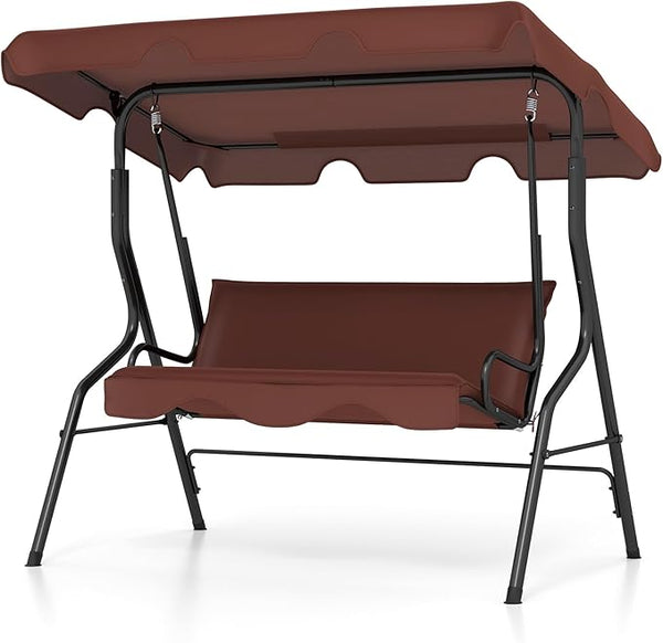 Tangkula 3 Person Porch Swing, Patio Swing with Removable Cushion & Powder-Coated Steel Frame - Photo 1