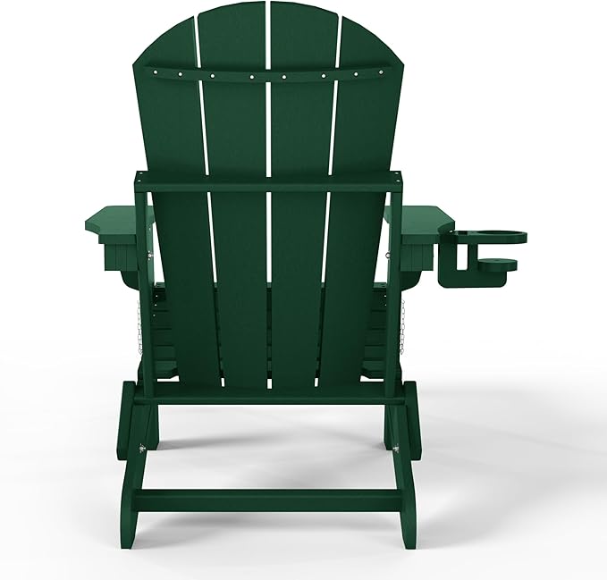 WestinTrends Malibu Folding Adjustable Adirondack Chair with Retractable Ottoman and Cup Holder, Dark Green