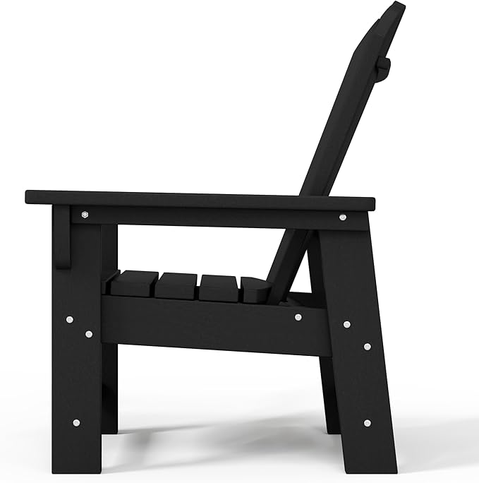 WestinTrends Malibu Kids Outdoor Adirondack Plastic Patio Chair (Set of 2), Black