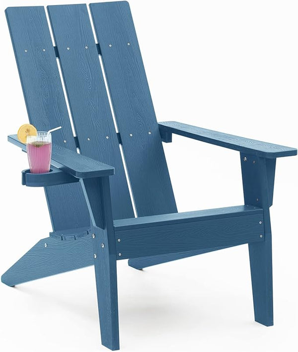 MXIMU Modern Adirondack Chair Weather Resistant with Cup Holder Oversized Fire Pit Chairs Adorondic Plastic Outdoor - Photo 1