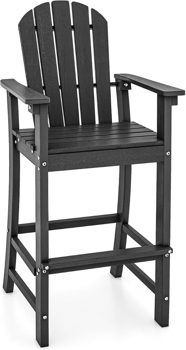 Tangkula Outdoor Tall Adirondack Chair 30 Inches Seat Height, HDPE Bar Height Patio Chair with High Backrest - Photo 1