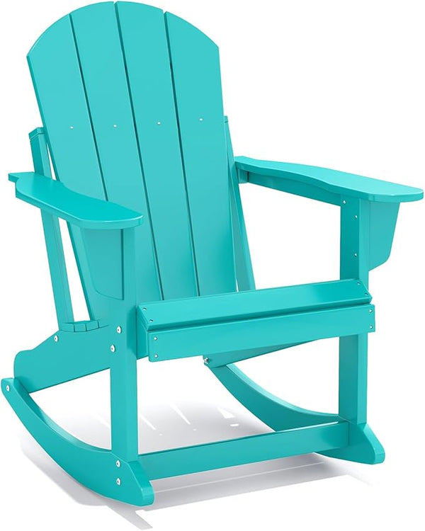 GREENVINES Adirondack Rocking Chair | HDPE Plastic | Porch Rocker | Chair for Outdoor Patio Deck | All Weather | Aqua - Photo 1
