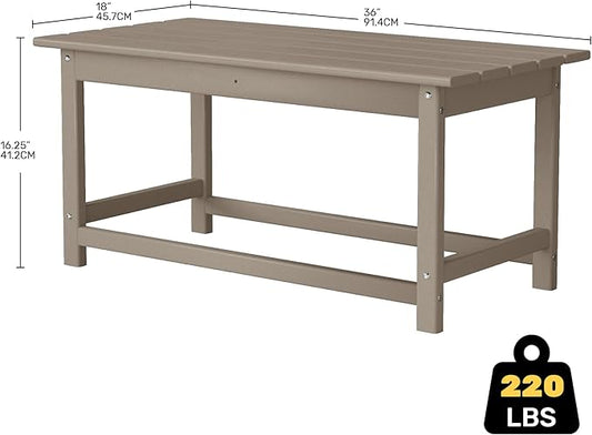 Costaelm Adirondack Conversation Table, HDPE Outdoor Drink Weather Resistant, Outdoor Patio Porch Accent Balcony Table for Pool, Seaside, Backyard, Weathered Wood