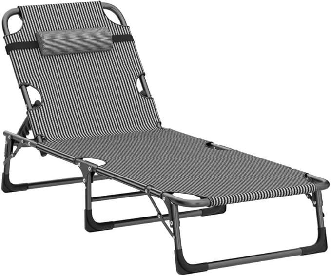 ABORON 3-in-1 Folding Patio Lounge Chair, 440LB Heavy-Duty Tri-Fold Guest Bed with Plush Cotton Cushion, No Assembly Adjustable Recliner for Office Nap, Patio Sunbathing, Poolside & Camping