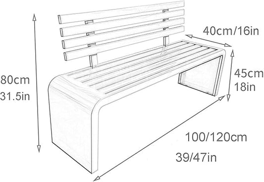 Gtzly Metal Garden Bench, Outdoor Galvanized Steel Garden Bench, Slatted Design with Backrest Patio Benches Patio Bench for Porch Garden Lawn Backyard Park Balcony(Green,120 * 40 * 80 cm)