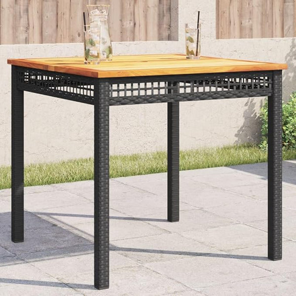 Square Garden Table 31.5 Inch, Outdoor Patio Dining Table with Powder-Coated Steel Frame and PE Rattan for Backyard - Photo 1