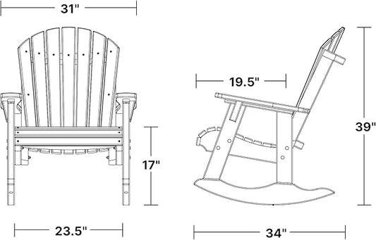 Wildridge Heritage Adirondack Rocking Chair, Lime Green and White - Outdoor Weather Resistant HDPE Rocking Chair for Patio, Deck, Fire Pit