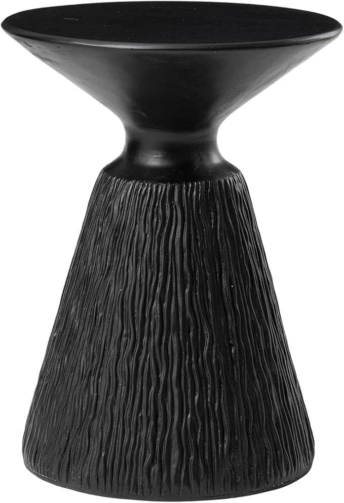 COSIEST Outdoor Side Table, Mushroom Shaped MgO Accent Table, Lightweight Patio End Table w Round Base, Top Plant Stand for Garden and Deck, Black