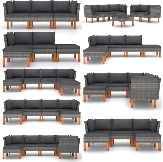 Outdoor Sofa Grey, 25.4 x 28.5 x 26.4 in PE Rattan Patio Couch with Removable Cushions, Modern Sectional Seating for Small Balcony Garden Deck