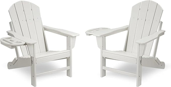 FOOWIN Folding Adirondack Chair Set of 2, HDPE Adirondack Chairs with Cup Holder - Photo 1
