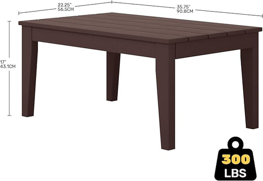 Costaelm Adirondack Outdoor Coffee Table, HDPE Drink Table Weather Resistant, Patio Porch Accent Balcony Table Outdoor End Table for Pool, Seaside, Backyard, Dark Brown