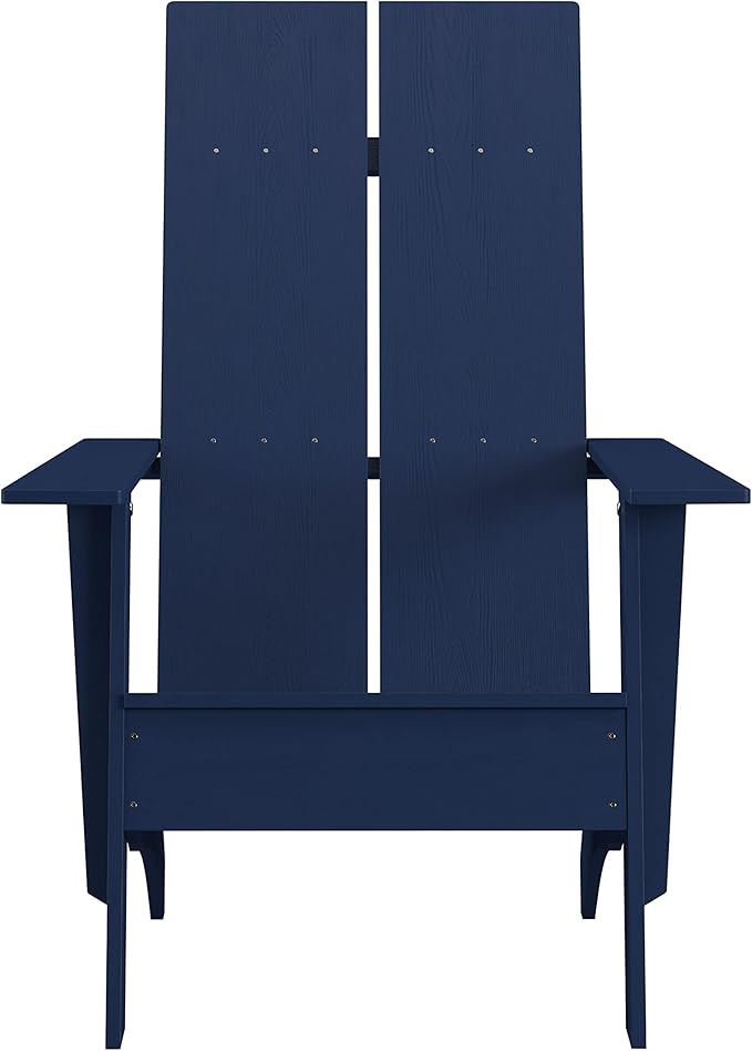 Merrick Lane Piedmont 2 Slat Poly Resin Adirondack Chair - Navy - Modern Design - Indoor/Outdoor