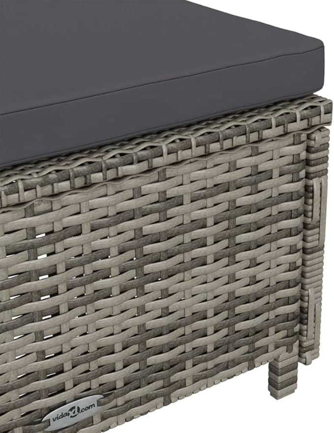 Adjustable Grey PE Rattan Outdoor Chaise Lounge 79.1x26.4x11.2 in for Patio, Garden or Balcony, Powder-Coated Steel Frame Sun Lounger with Thick Cushion for Poolside Relaxation