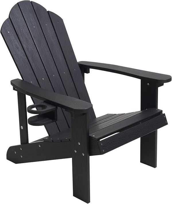Adirondack Chair,All-Weather Can Used Patio Chair with Cup Holder,Sturdy Outdoor Lawn Chair,Easy Clean Surface and - Photo 1