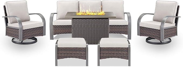 Belord Patio Furniture Set with Fire Pit Table - 50000 BTU Propane Fire Pit - Photo 1