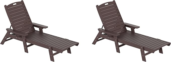 WestinTrends Malibu Poly Reclining Chaise Lounge (Set of 2) Dark Brown