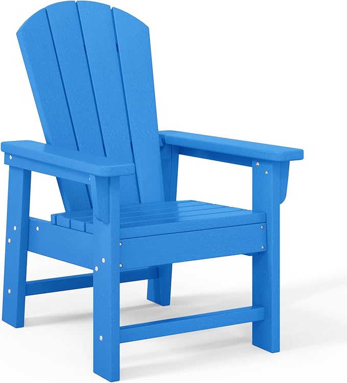 Costaelm Kids Lawn Chair, Toddler Outdoor Chair Kids Patio Furniture and Outdoor Children Picnic Activity Modern Adirondack Chairs for Garden, Patio, Backyard & Beach, Pacific Blue
