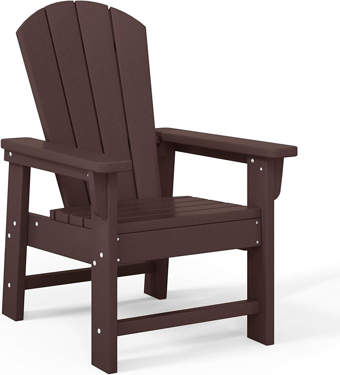 Costaelm Kids Lawn Chair, Toddler Outdoor Chair Kids Patio Furniture and Outdoor Children Picnic Activity Modern Adirondack Chairs for Garden, Patio, Backyard & Beach, Dark Brown