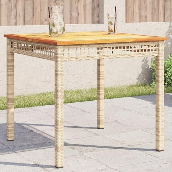 Contemporary Square Garden Table in Beige and Brown - Photo 1