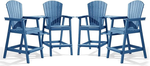 PASAMIC Tall Adirondack Chair Set of 4, All-Weather HDPE Outdoor Chairs with Removable Double Trays - Photo 1