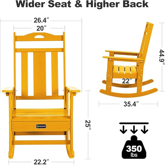 nalone Outdoor Rocking Chairs Set of 2, Oversized Porch Rocker Chair for Adult, All-Weather Resistant Patio Rocking Chair for Garden Lawn(Orange)