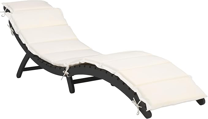 SAFAVIEH Outdoor Collection Pacifica Black Solid Wood/Beige Cushion 3-Piece Chaise Lounge Set with Table (PAT7020G)