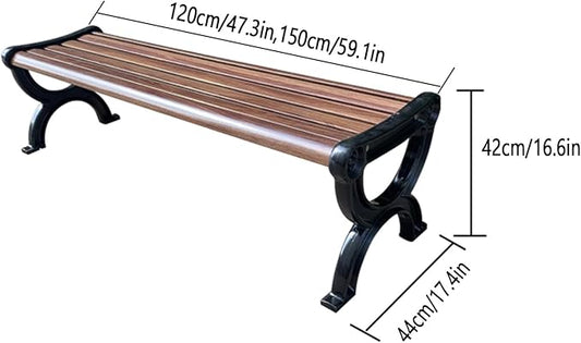 Outdoor Metal Garden Bench, Backless Loveseat Chair, Weatherproof Patio Furniture for Indoor & Outdoor Use, 47.3in Brown Garden Seating