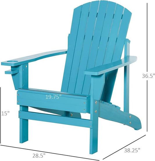 Folding Adirondack Chair, Outdoor Adirondack Chairs with Wood Texture, Acacia Wood Fire Pit Chairs, All Weather, for Deck Backyard Patio Outdoor Garden (Sky Blue)
