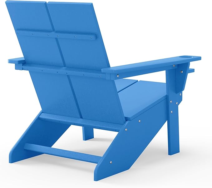 WestinTrends Riviera Outdoor HDPE Modern Adirondack Chair with Cup Holder, Pacific Blue