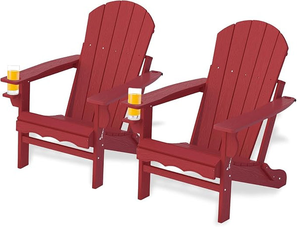 Folding Adirondack Chairs Set of 2, HDPE Fire Pit Chairs Weather Resistant - Photo 1