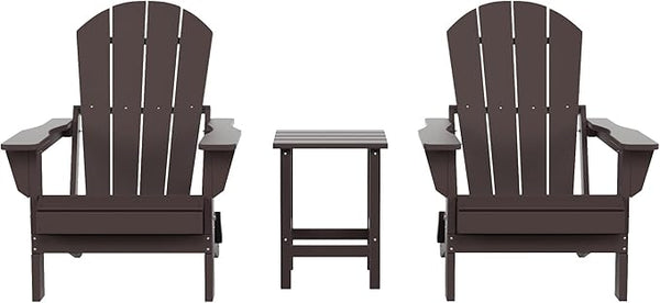 Costaelm 3 piece Patio Set, Outdoor Modern Adirondack Table and Chairs - Photo 1